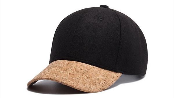 Wooden Brim Black Soft Cotton Baseball Caps , Unisex Plain Baseball Hats With