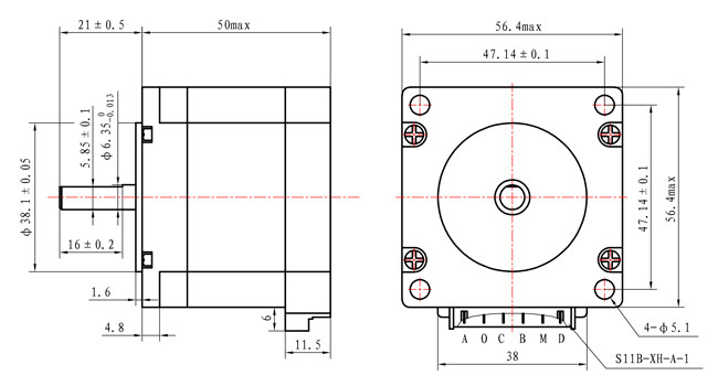STEPPER MOTOR NEMA 23 For Robot 0.5N.m 57×57×50mm With ISO