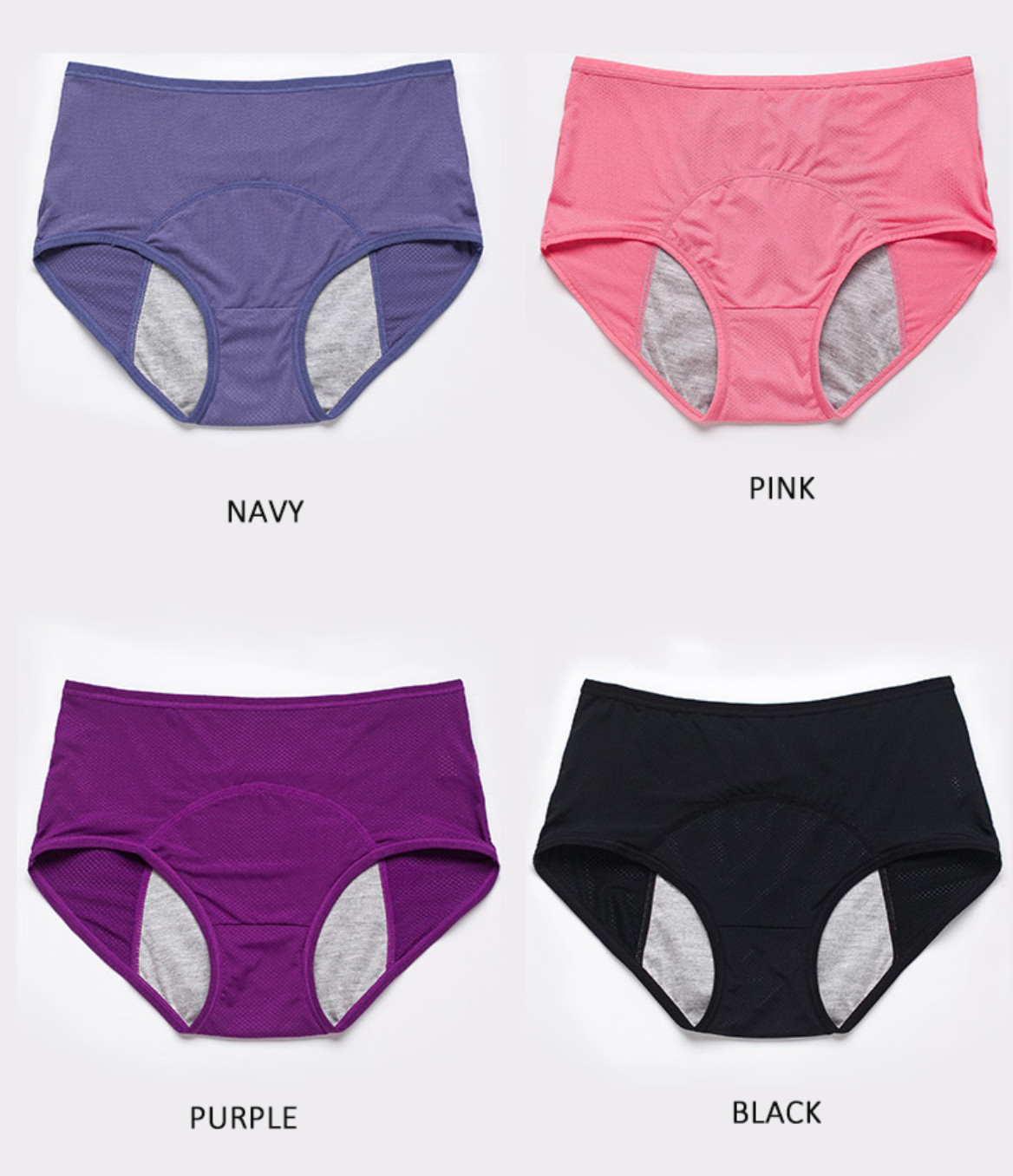 Hot Sale Plus Size M-8XL 10 Colors Physiological Leak Proof Menstrual Panties 3 Layers Breathable Period Underwear
