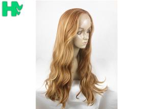 Wholesale Fashionable Golden Color Long Synthetic Wigs For Girls Cap Size Adjustable from china suppliers