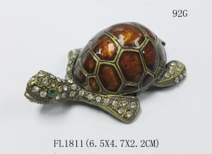 Wholesale Turtle Animal pewter jewelry box turtle diamond decoration trinket jewelry box from china suppliers