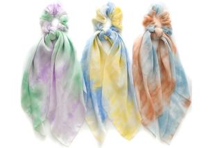 Wholesale Thin tie dyeing 2 in 1 rainbow bridal hair accessories streamer coil lady updo chiffon scrunchie headpiece wholesale from china suppliers