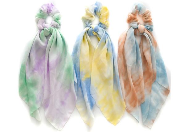 Thin tie dyeing 2 in 1 rainbow bridal hair accessories streamer coil lady updo