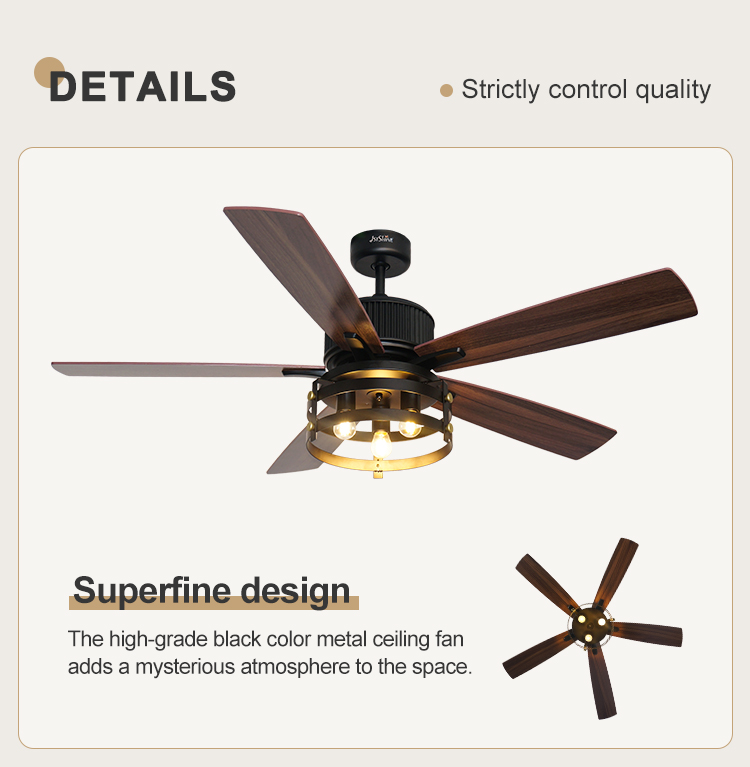 1stshine Indoor MDF Blades 220V Home Soft Lighting Ceiling Fans with Bulbs