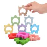 CPC 10pcs Silicone Building Blocks Childrens Silicone Toys Morandi Blue
