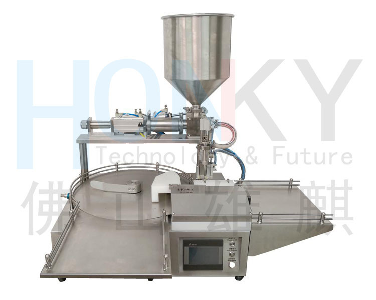 Desktop Semi-Automatic Cream Jar Filling Machine With Cermiac Rotary Valve Pump For Cosmetic Cream Filling