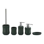 Dark Green Polyresin Bathroom Set Soap Dish Holder Countertop Set Belly Shape