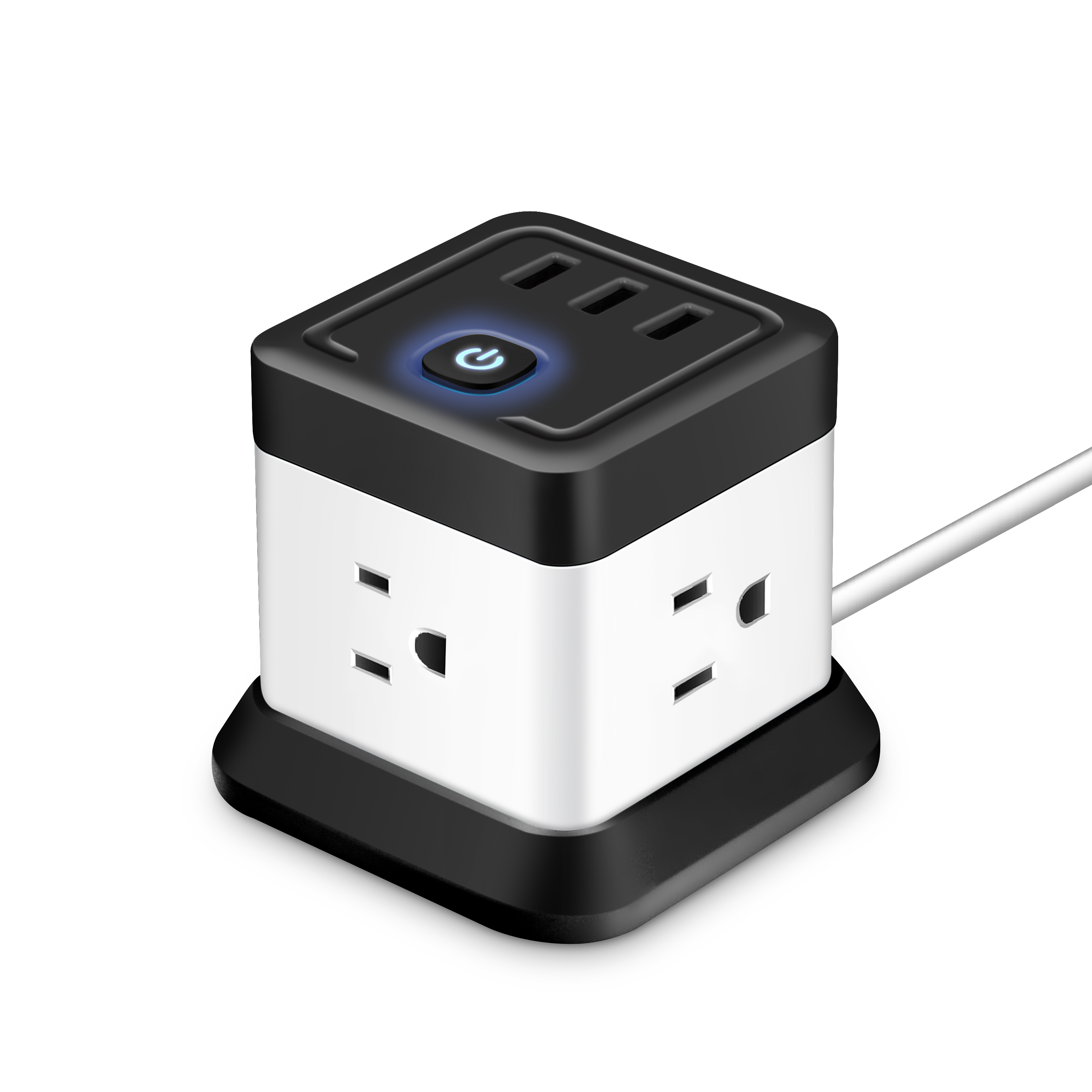 16awg*3 Travel USB Power Tower Desktop Charger Station With Switch Control and 1.8M Cable