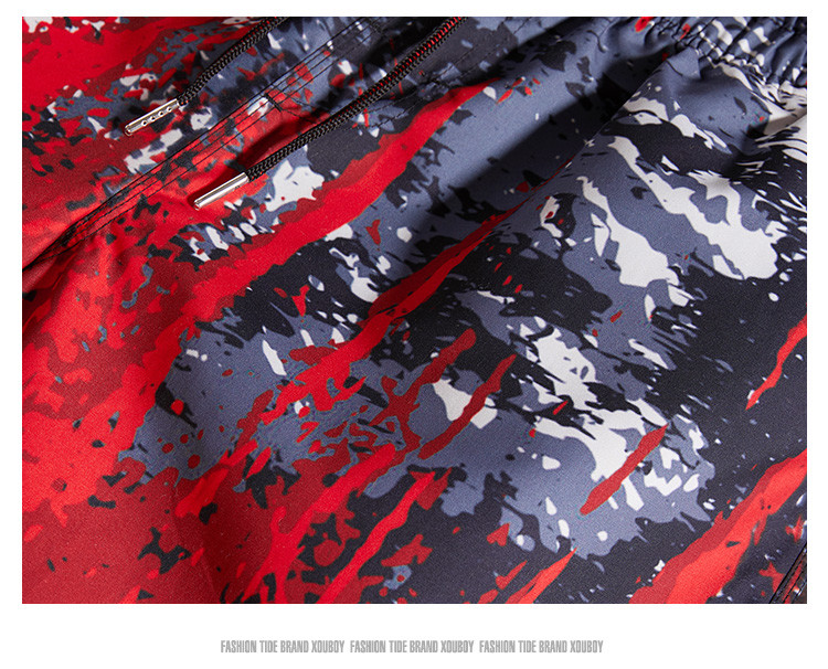 Digital Offset Printing Gradual Mens Red Boardshorts With Pockets