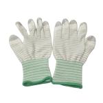 PU Top Coated Striped Static Proof Gloves Fingertip Carbon Knitted EN388 4121