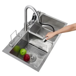 Wholesale Equal Basin Center Drainer Handmade Kitchen Sink Soap Dispenser Brushed from china suppliers