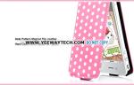 Dots Pattern Magnet Flip Leather Hard Case For iPhone 4S - Pink