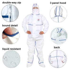 Wholesale Sf Microporous Film Sms White Protective Coverall Bound Seams Taped Disposable from china suppliers