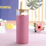 Colorful Portable Dishwasher Safe Glass Tumbler With Silicone Sleeve High