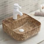 Porcelain White Square Vessel Bathroom Sink Countertop Smooth 385X385X140MM