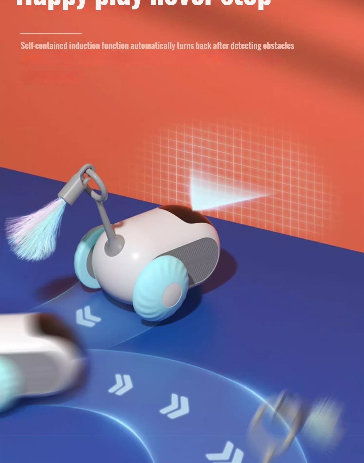 Electric Cat Toy Remote Control Smart Automatic Rolling Dual Mode with ABS Silicone