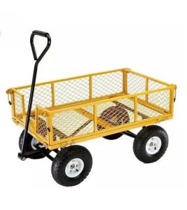 Wholesale Garden Hand Trolley 3.50-4 Pneumatic 4 Wheel Platform Tool Cart for Home Garden Wagon from china suppliers