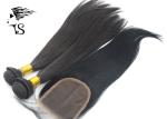 Black Color Straight Frontal Swiss Lace Closure With Hair Weaves Bundle Free