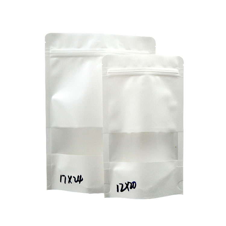 Biodegradable Resealable Food Packaging With Window Kraft Paper Stand Up Pouch
