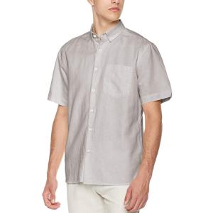 Wholesale Tab Cuff Loose Linen Cotton Button Down Shirt Mens Grey Short Sleeve Shirt from china suppliers