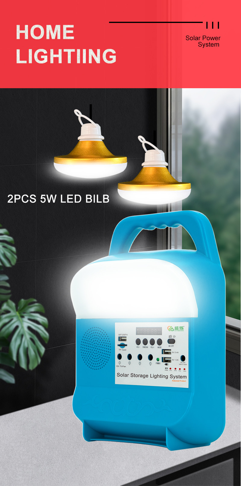 Lithium Battery Solar Generator For Camping Emergency Power For TV With Fan