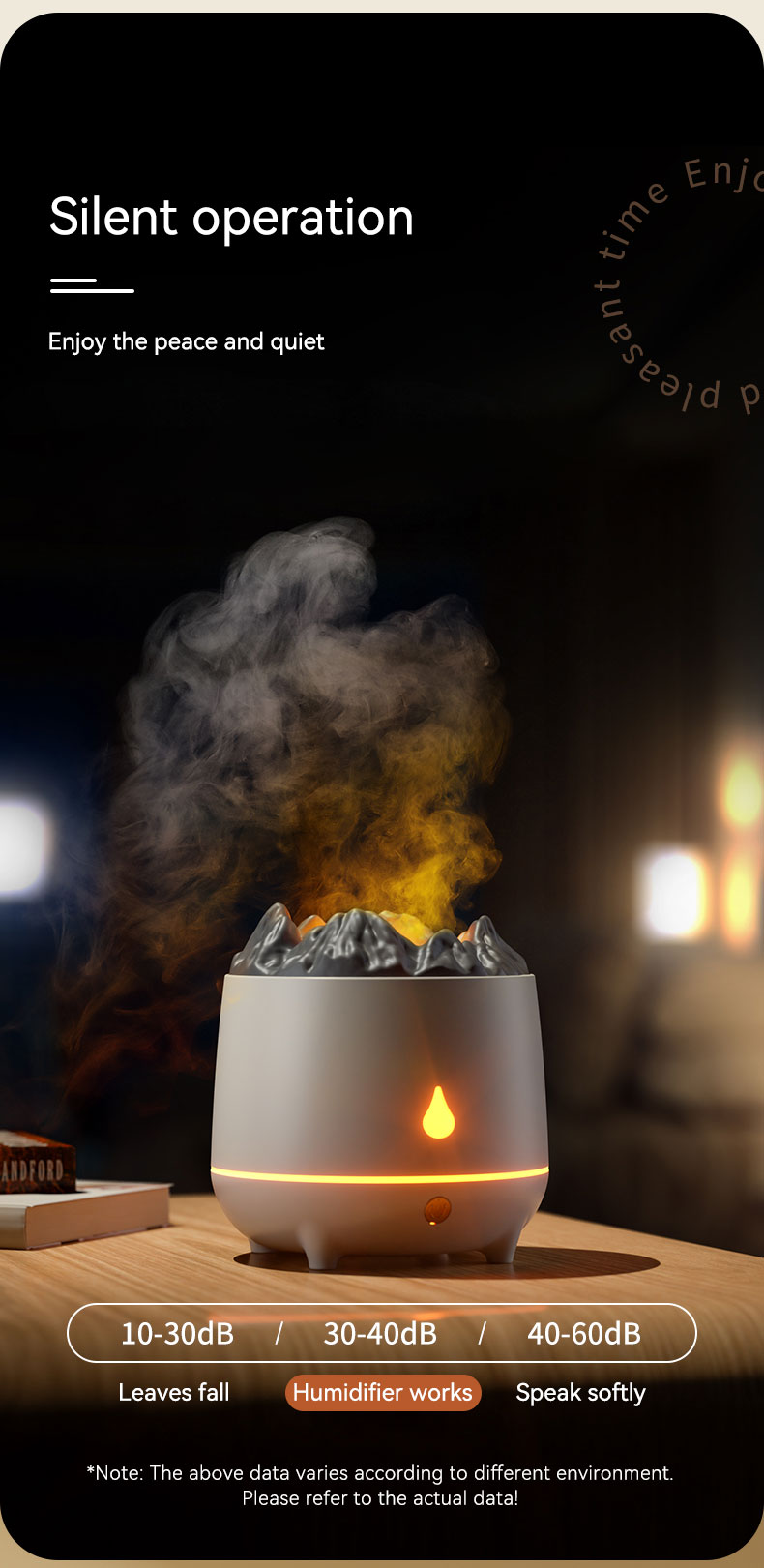 New Mini 400ml Flame Air Humidifier Ultrasonic Oil Diffuser Warm Light Simulated Volcano Flame Aroma Diffuser Humidifier