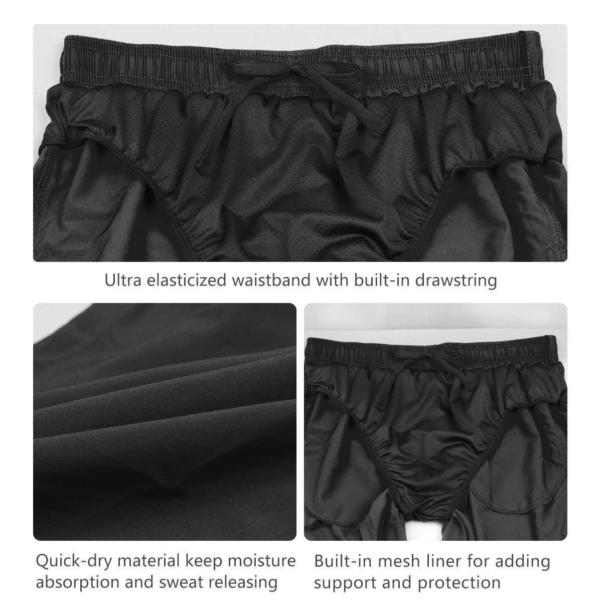 Male 7 Inches 5% Spandex Running Wear Quick Dry Mesh Liner Zip Pocket