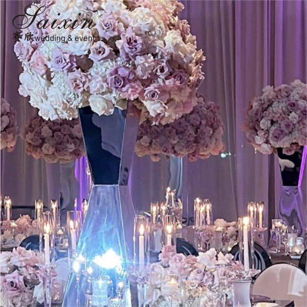 Hot Sale Stainless Steel Wedding Table Decoration Silver Flower Arrangement
