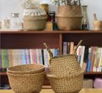 Handicraft Natural Seagrass Storage Basket With Handle ECO Friendly Kids Toy