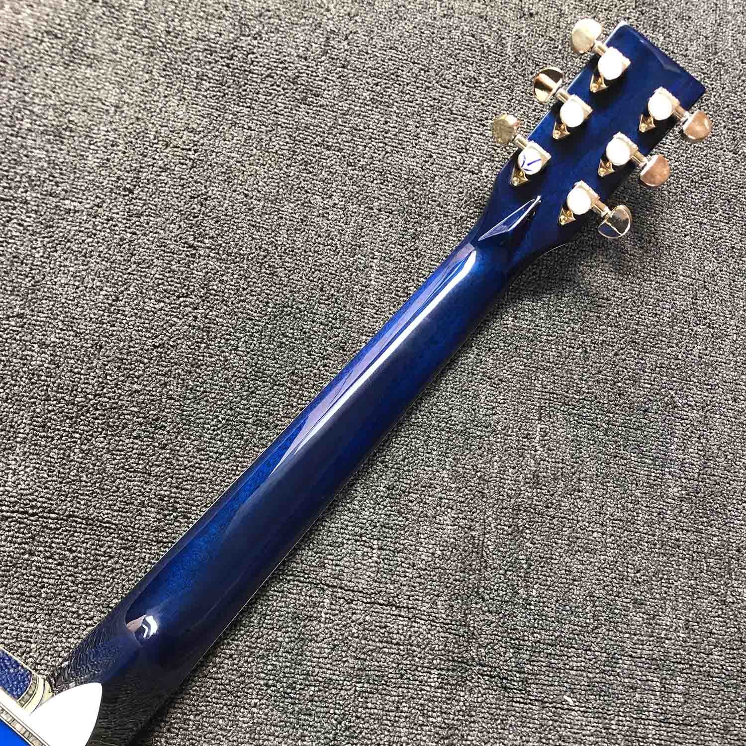 Solid Spruce Top Mahogany Neck Burst Maple Veneer Ebony Fingerboard Abalone Om45s Style Acoustic Guitar