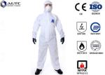 XXL White PE Laminated Fabric With SMS Non-Woven Chemical Resistant Coveralls