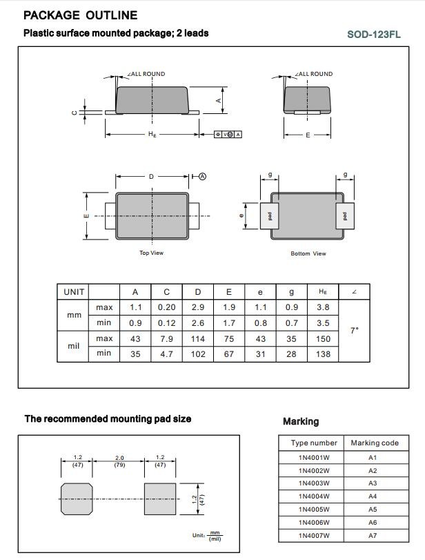 1N4001W THRU 1N4007W Ordinary Rectifier Diode - 50 to 1000 V - 1 A factory in China
