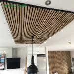 Customized Veneer Wood Slat Acoustic Panels Lightweight With Pet Felt Blacking