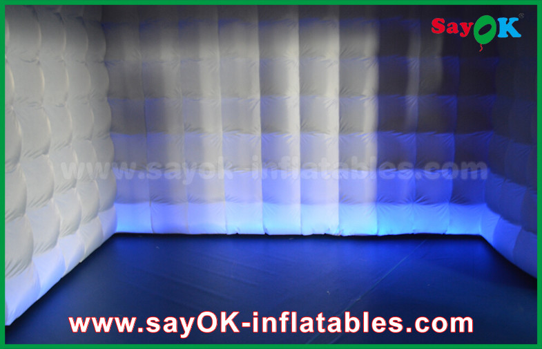Inflatable Photo Studio 2 Doors Black Inflatable Photo Booth Waterproof With Led Strip For Advertising