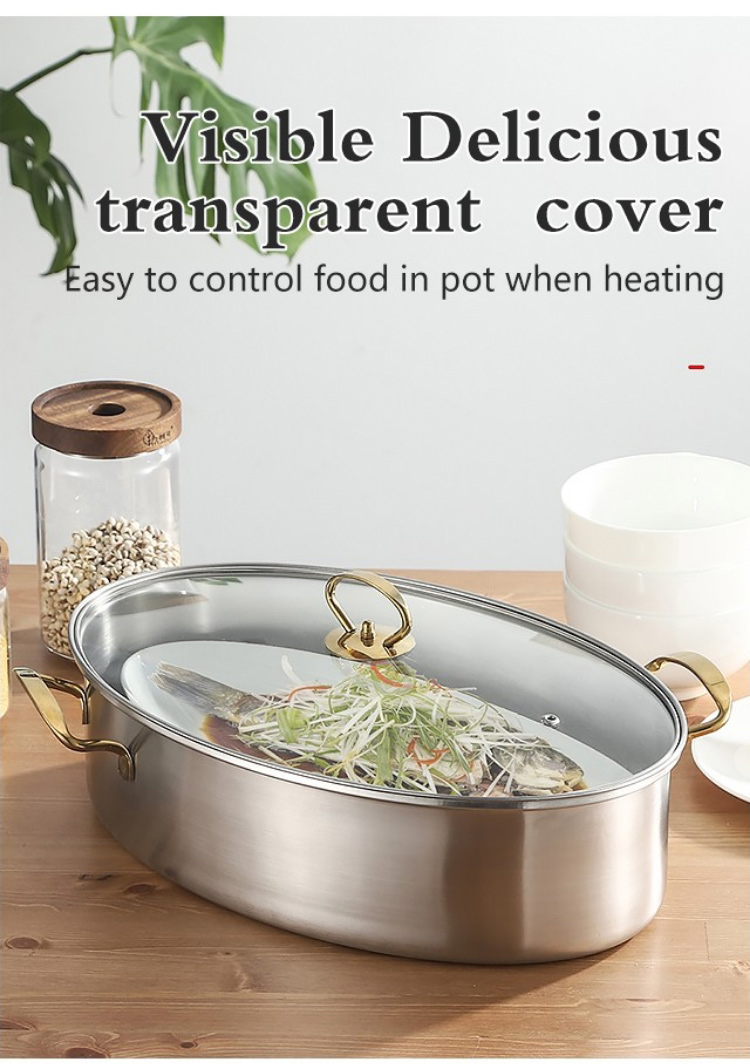Multi Purpose Cooking Stainless Steel Fish Steamer Thickened