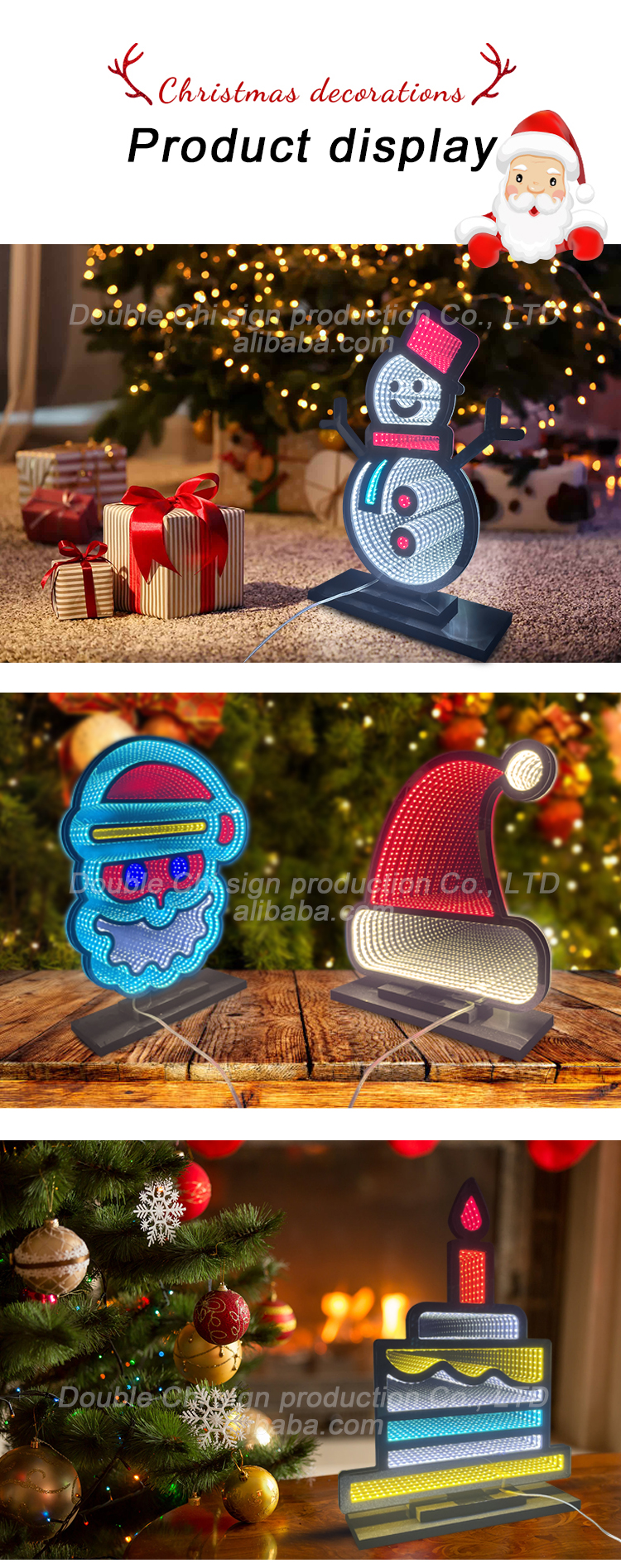 2- Customization Style LED Light Acrylic Magic Mirror for Christmas Decoration Supplies