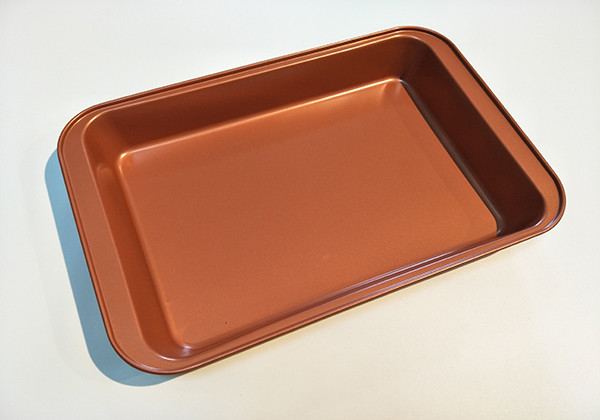 Steel 5 Piece Copper Bakeware Set with Nonstick Ti-Cerama Coating Super Strong 0.8MM Gauge Includes Cookie Sheet Muffin