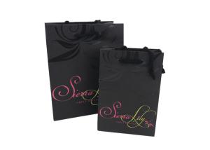 Wholesale High - End Recycled Present Paper Bag / Large Black Gift Bags Spot UV Logo from china suppliers