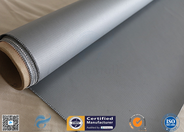 Non - Adhesive 0.45mm Gray Color 510g High Insulaiton Silicone Coated Fiberglass Fabric