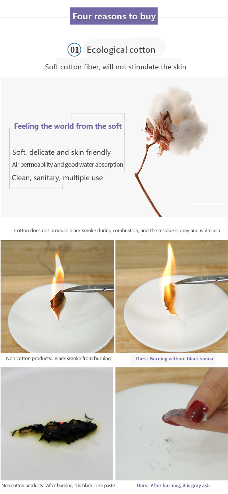 White Spunlace Nonwoven Fabric Natural Makeup Cotton Pad
