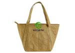 Portable Waterproof Brown Paper Bags , Strong Washable Paper Tote Bags