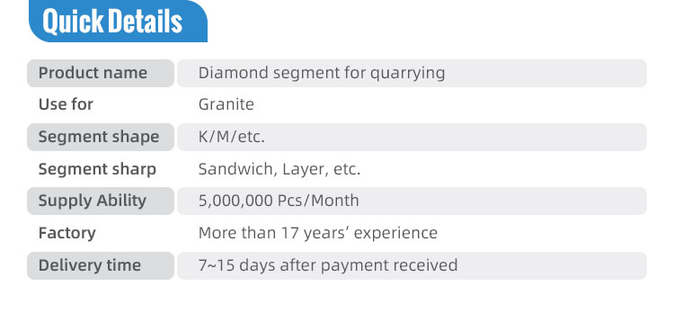 2400mm Diamond Segment for Granite Mining Quarry Machine Shipping FEDEX UPS EMS DHL TNT