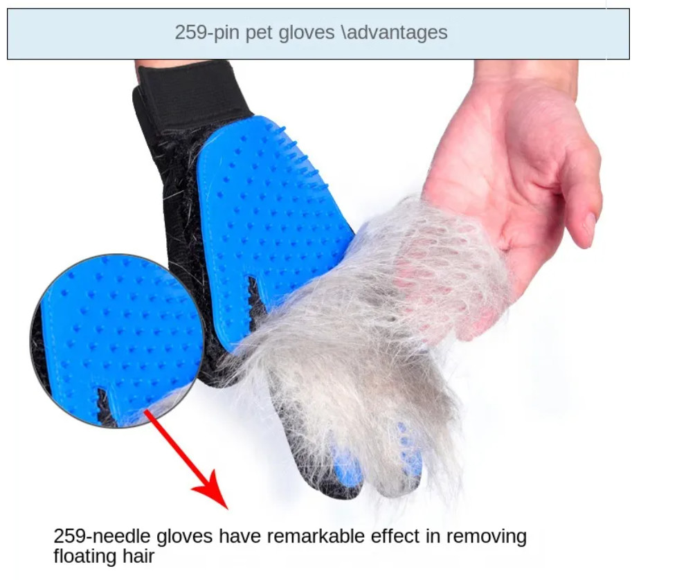 60g Cat Hair Remover Mitt Enhance Pet Grooming Glove With Tips