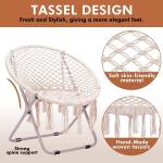 Saucer Chair with Folding Metal Frame, 100% Cotton Handmade Round Cozy Chairs,