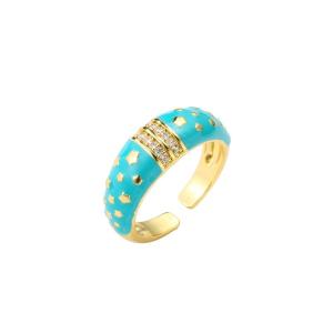 Wholesale Zircon Dripping Oil Rings Open Vintage Blue Zircon Ring Star Gold Plated from china suppliers