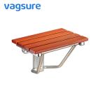 Brown Non Barrier Wall Mounted Shower Seat With Solid Wood / Stainless Steel