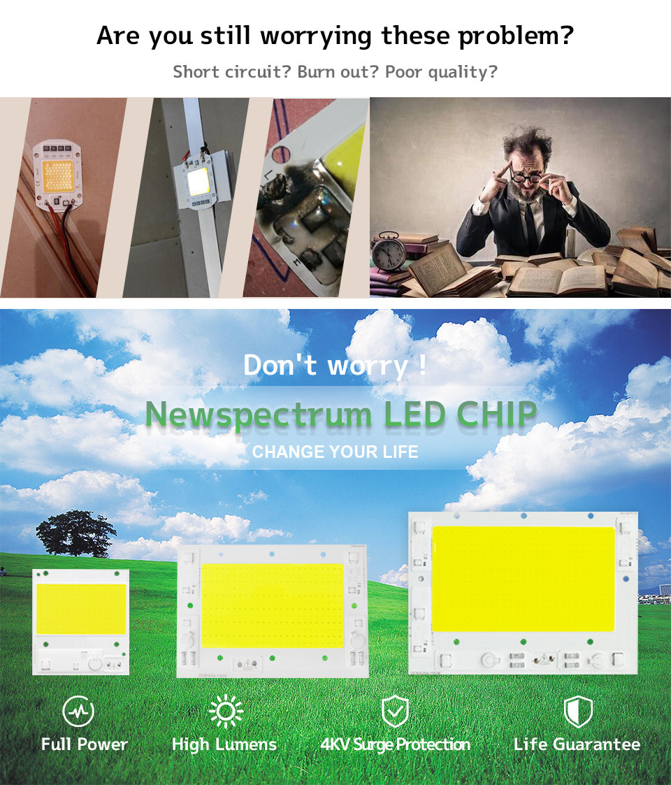 240V Dimming Cob LED Chip 6000K With AC100-240V Voltage 50000hrs Lifespan