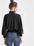 2017 Fashionable black embroidered blouses for women