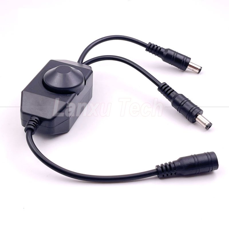 12v 1 Female to Splitter 2 Male DC Power on off Rotation Switch Controller LED Dimmer for Lamp