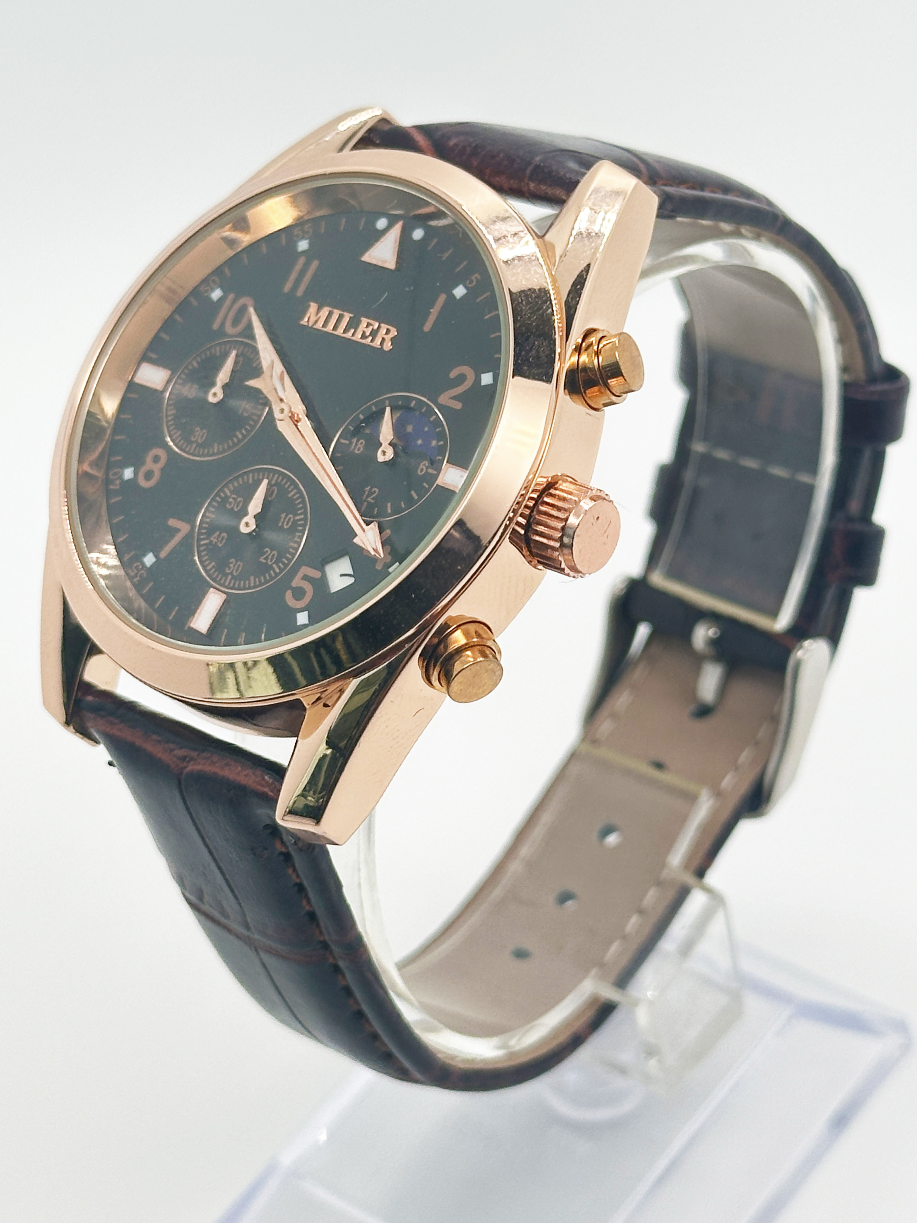 Mens Business Style Quartz Wristwatch with Leather Band